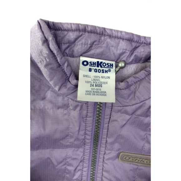 Vintage Osh Kosh Baby Girls Purple Quilted Vest 24 Months - Picture 7 of 8